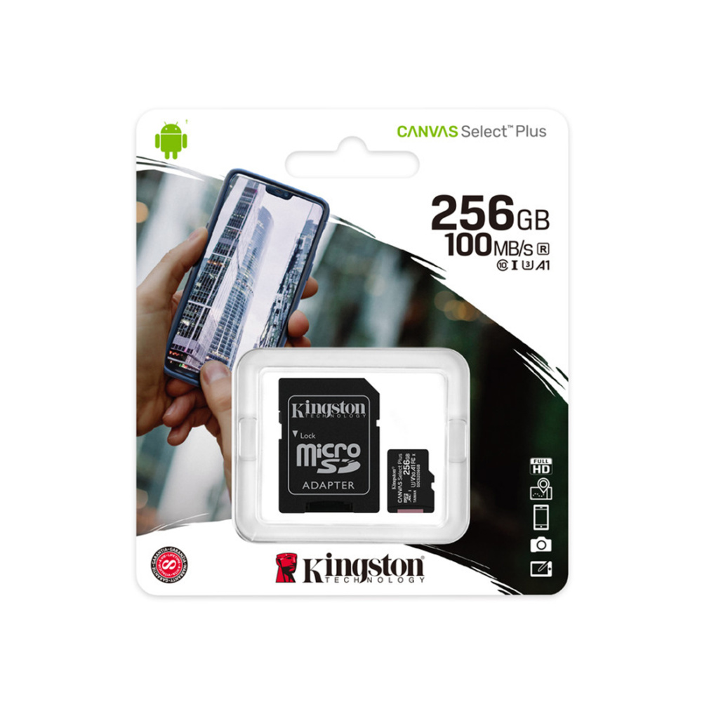 Карта памяти, Kingston, SDCS2/256GB, Class 10, 256GB + адаптер