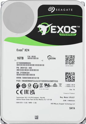 Жесткий диск HDD 16 Tb, Seagate Exos X24, ST16000NM002H, SATA3 6Gb/s, 3.5", 7200RPM