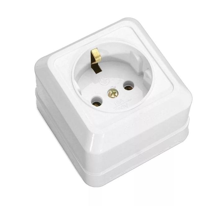 Розетка о/у 10А белая ASTRA NEW (10/200)