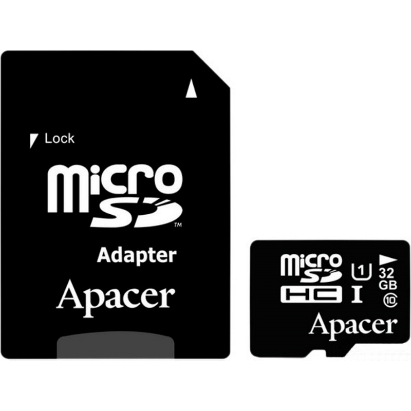 Карта памяти, Apacer, Micro SDXC, 64Gb, Class 10 UHS-I U1, адаптер (SDCS2/64GB)