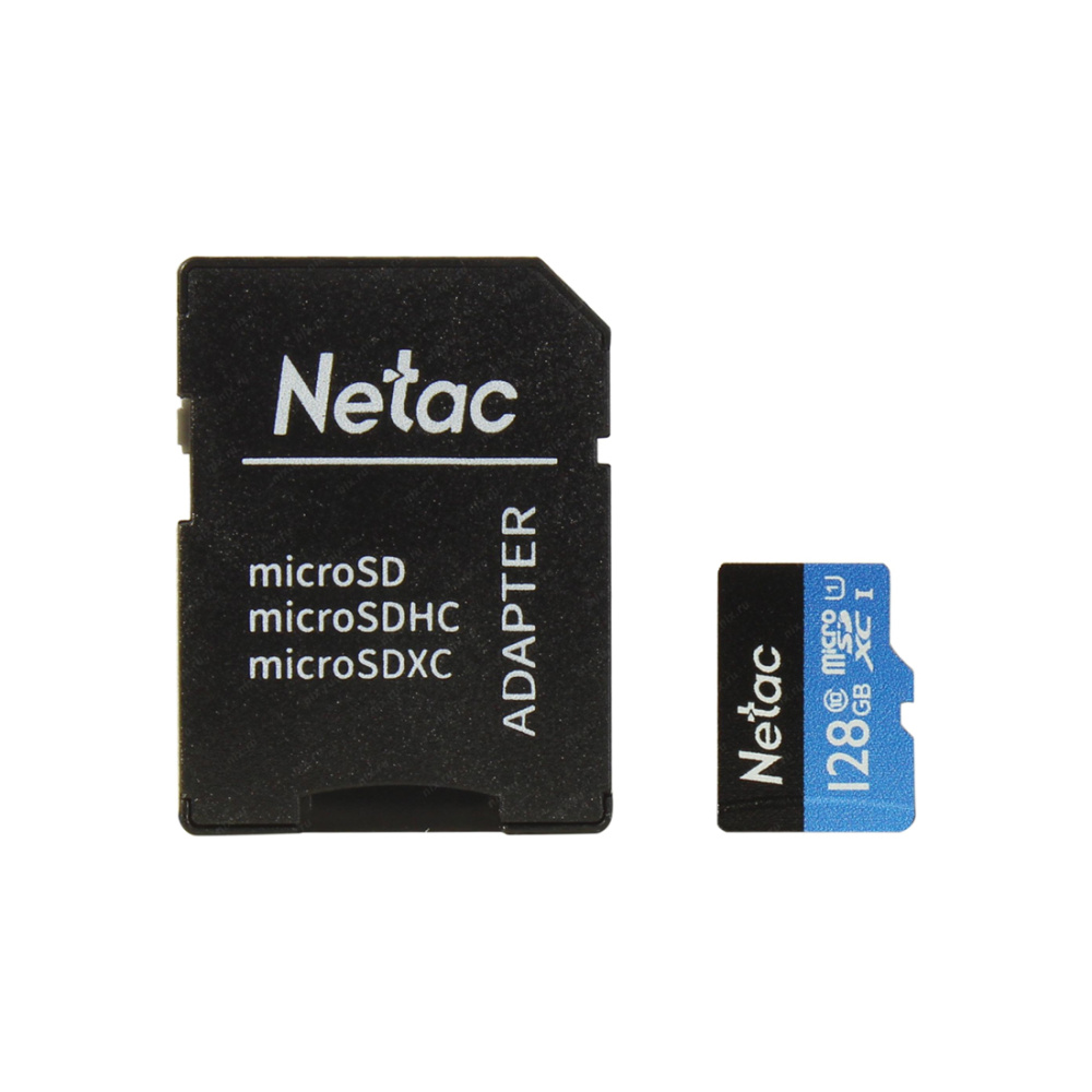 Карта памяти, Netac, NT02P500STN-128G-R, MicroSDXC 128GB с адаптером SD