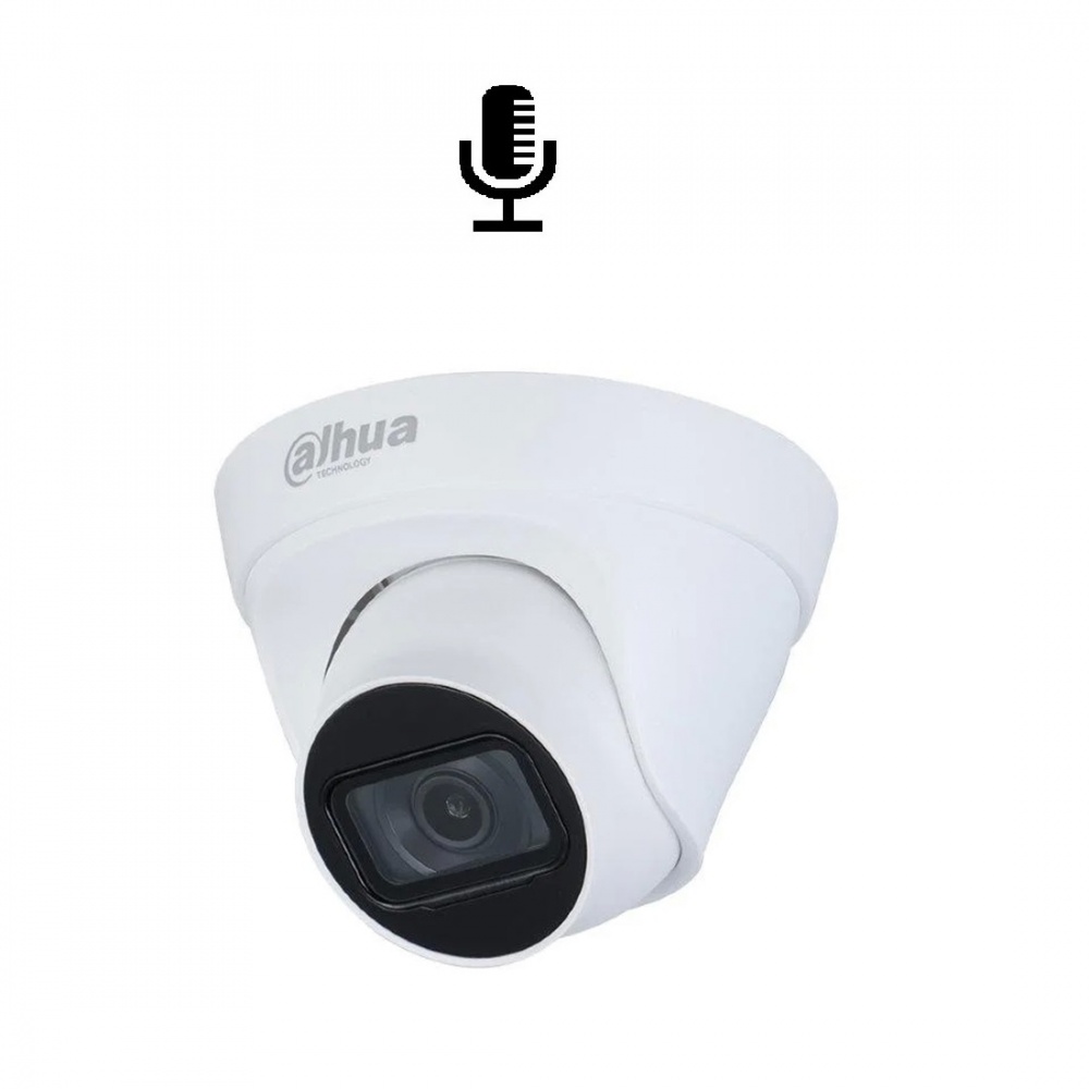 4 Мп IP-камера, Dahua, DH-IPC-HDW1431T1P-A-0280B, 2.8mm, купольнач, метал-пластик, mic, PoE