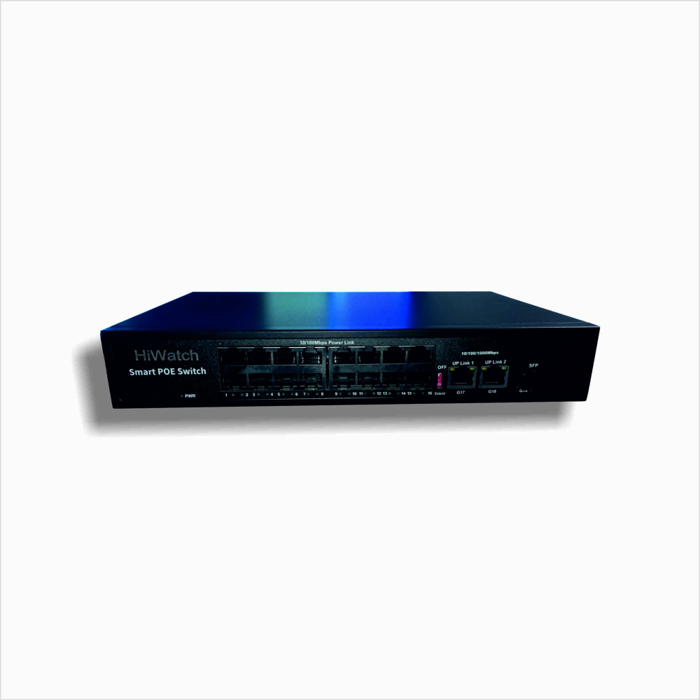 Коммутатор PoE 16 port HiWatch (GY-Hi-1016QG) 16 PoE+2UpLink 1000Mb/ps, 1SFP