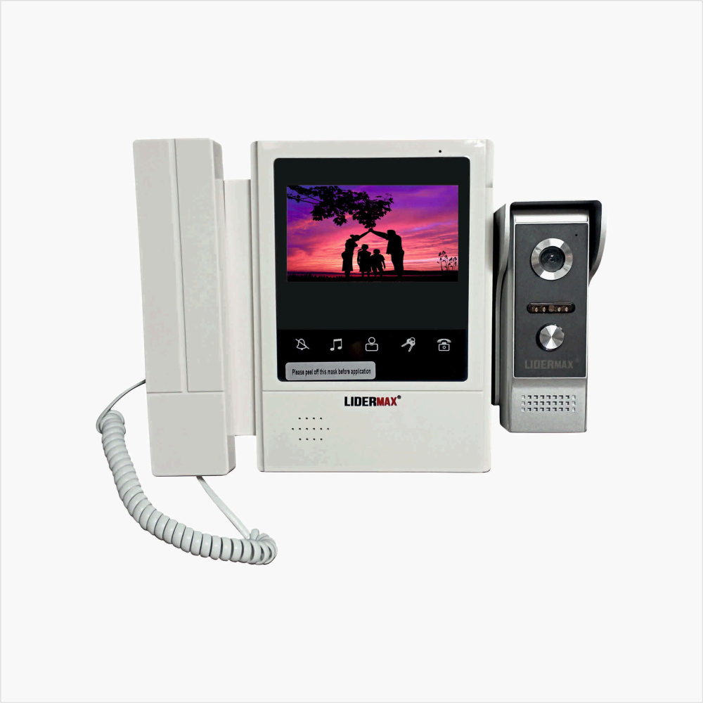 *4 ˝ TFT LCD, цветной видеодомофон, "LIDERMAX" model: V43E168-M4, белый