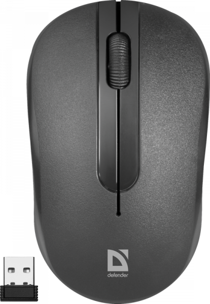 Мышь Defender HIT MM-495, Black, Wireless, Optical, 1600dpi, 2 x AAA, USB