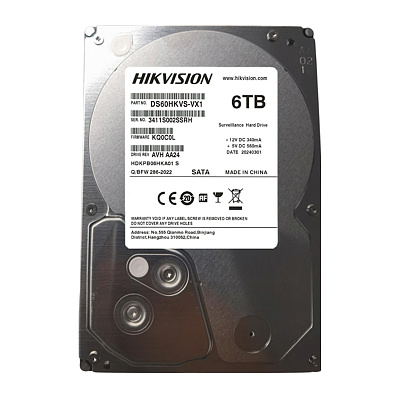 Жесткий диск HDD 6000 Gb, Hikvision, DS60HKVS-VX1, SATA-III, 6 Гбит/с