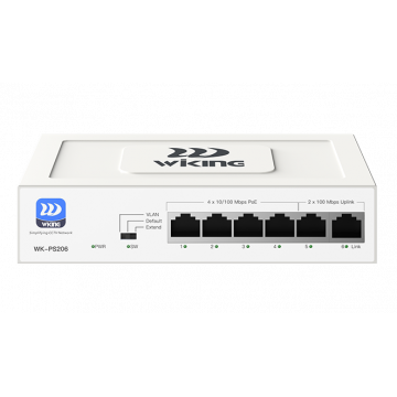 Коммутатор PoE 4 port, "Wi-Tek", WK-PS206, 10/100Mbps