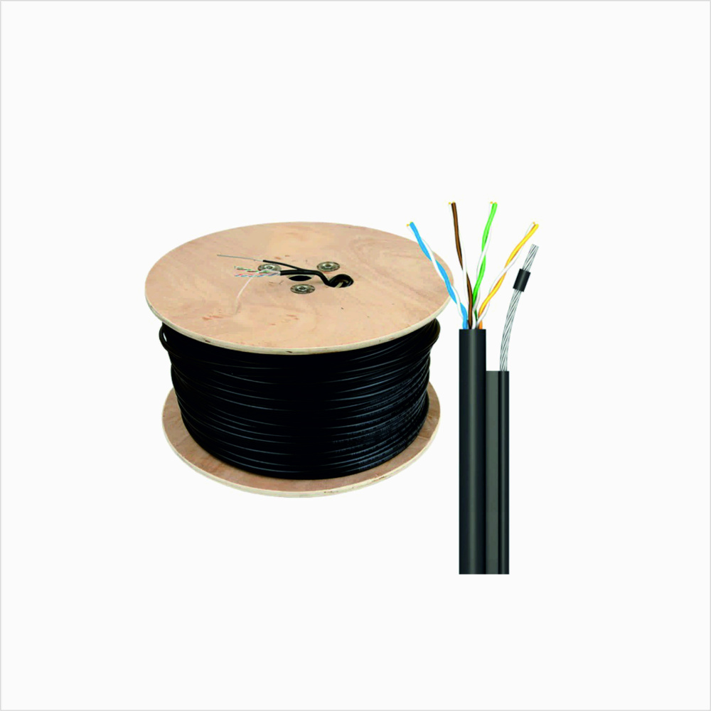 F/UTP outdoor 4x2xAWG 24/1 PE1 SC Cat.5e, "KCEP", с тросом (дерев. бухта) (500м)
