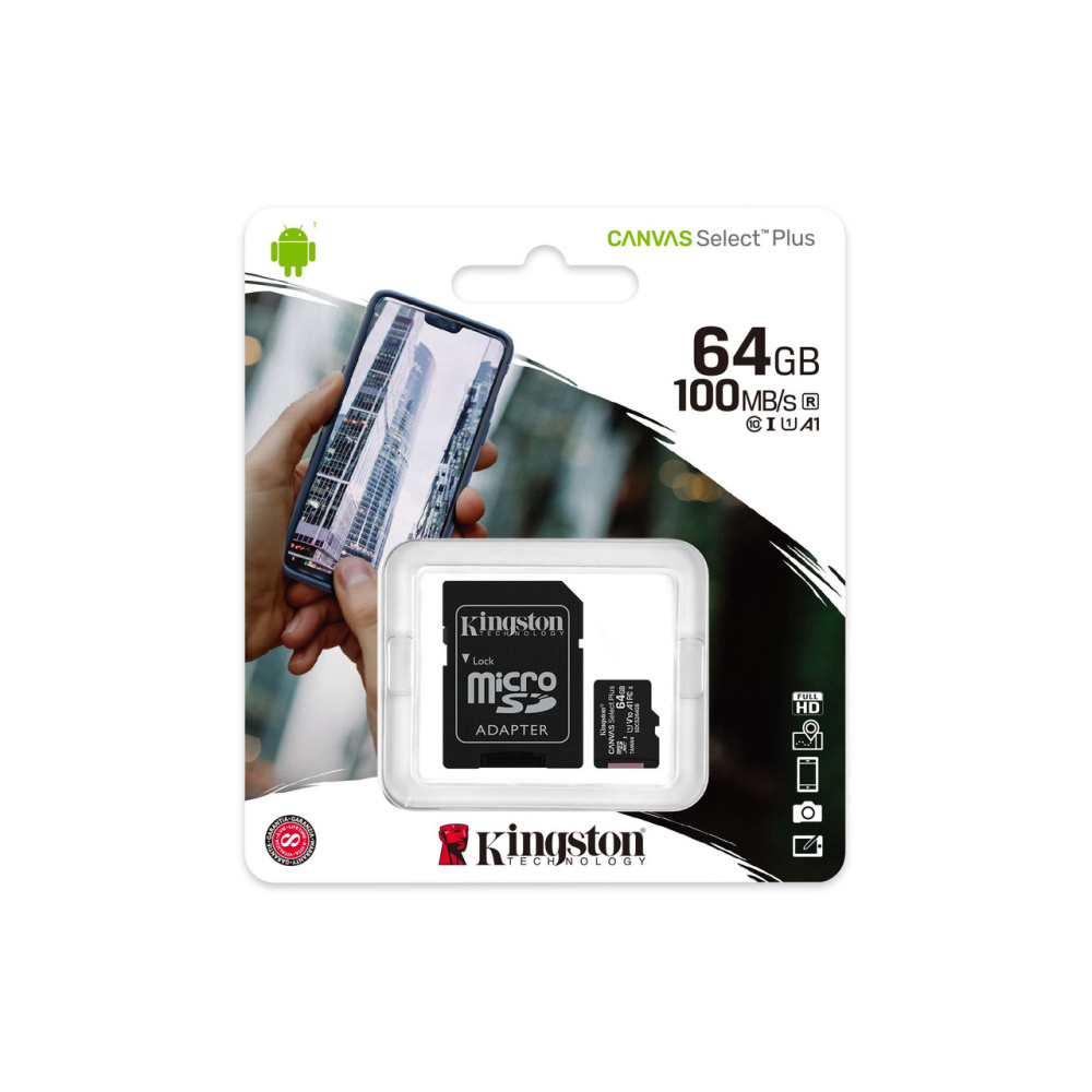 Карта памяти, Kingston, SDCS2/64GBSP, MicroSDXC  64Gb, Canvas Select Plus, Class 10, без адаптера