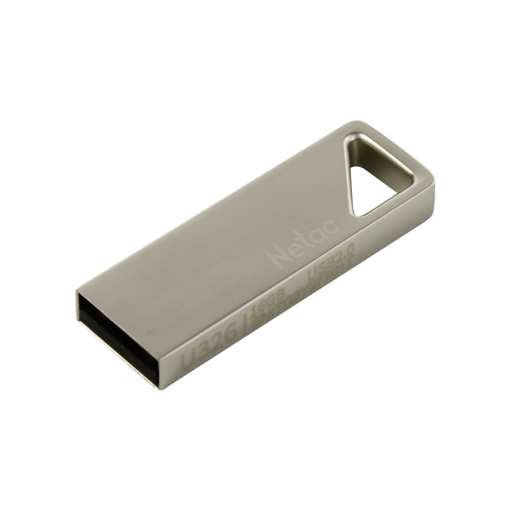 USB-накопитель, Netac, NT03U326N-016G-20PN, 16GB, USB2.0 Серебристый 