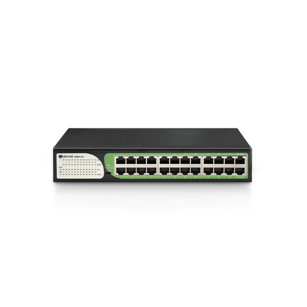 Коммутатор, BDCOM, S1500-24T, Неуправляемый, 24 порта 10/100/1000M RJ45, Без вентилятора