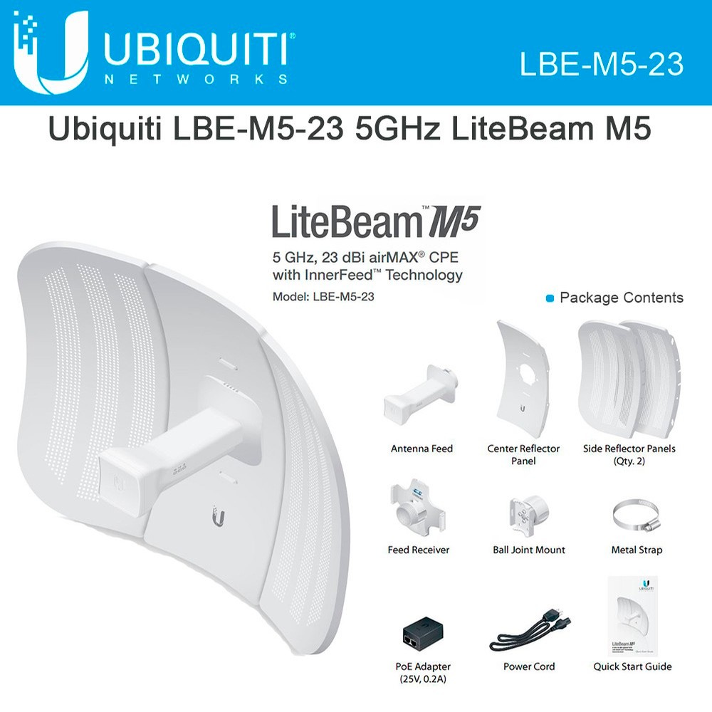 Точка доступа UBIQUITI LBE-M5-23 LitBeam M5 Outdoor PoE 5Ghz Access Point (1UTP 100 Mbps, 802)