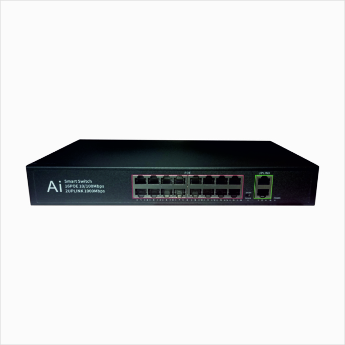 Коммутатор PoE 16 port "SUNQAR", S1018FPE 16 PoE+2 UPLink, 1000Mb/ps, 52V-4.8A