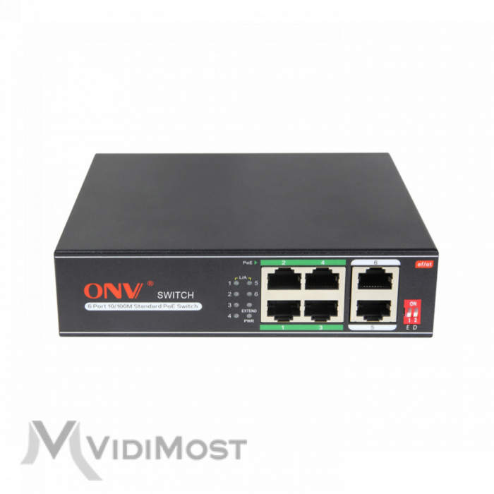 Коммутатор PoE 4 port, ONV-H1064PLD long distance, 10/100Mbps