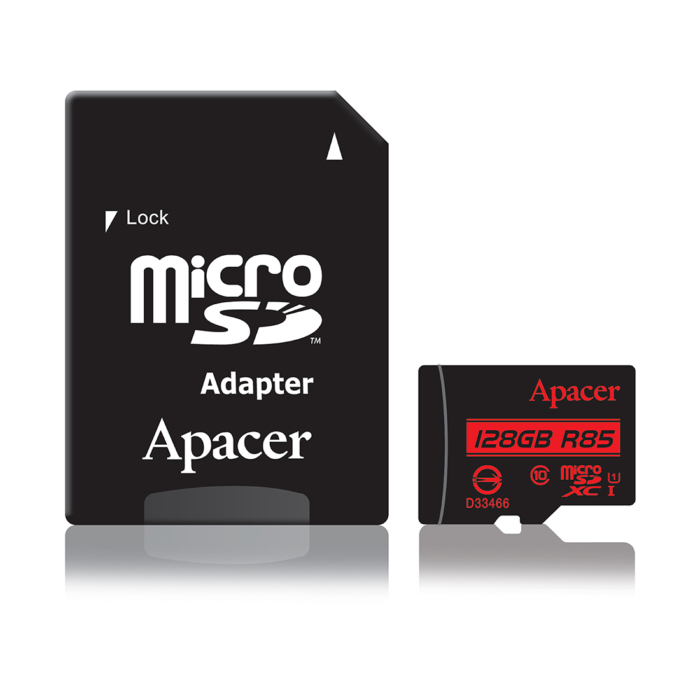 Карта памяти, Apacer, AP128GMCSX10U5-R, MicroSDXC 128GB, с адаптером SD