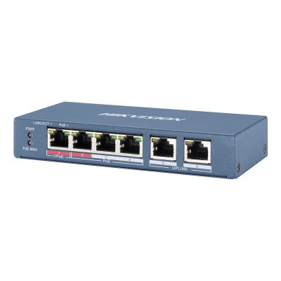 Коммутатор PoE 4 port Hikvision DS-3E0106P-E/M 100Mb/ps