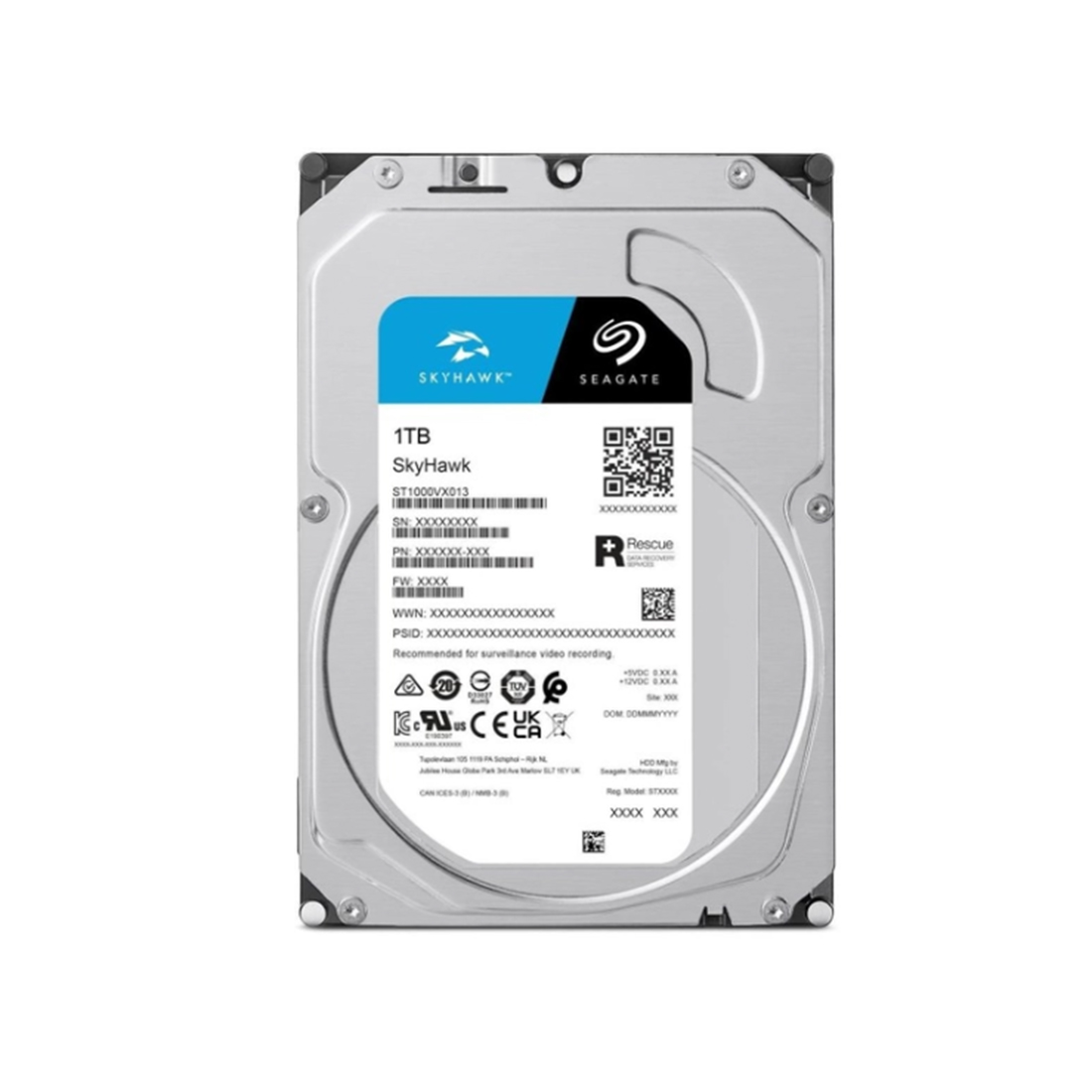 Жесткий диск HDD 1000 Gb Seagate SkyHawk, ST1000VX013, HDD 1Tb, SATA 6Gb/s, 3.5", 64MB, 5400 RPM