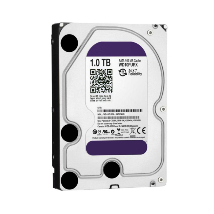 Жесткий диск HDD 1000 Gb Western Digital, WD10PURX, HDD 1Tb, SATA 6Gb/s, 3.5", 64MB, 5400 RPM