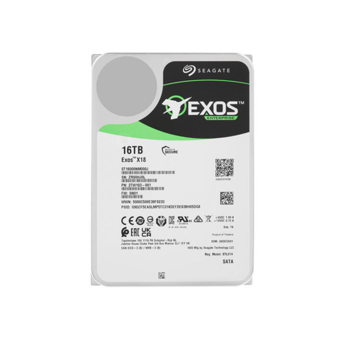 Жесткий диск HDD 16 Tb, Seagate Exos X18, ST16000NM000J, SATA3 6Gb/s, 3.5", 7200RPM