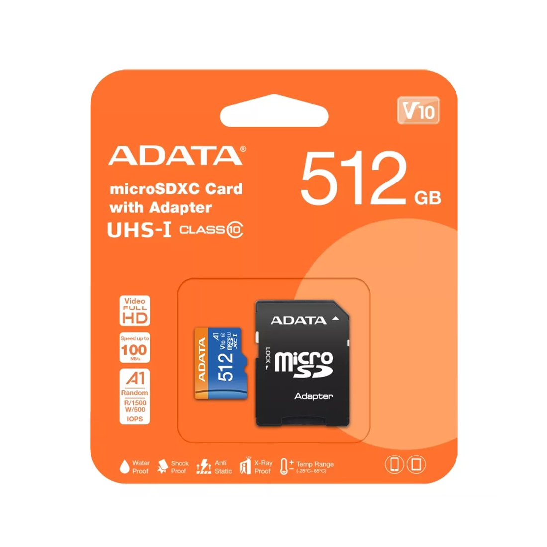 Карта памяти, ADATA, AUSDX512GUICL10A1-RA1, MICROSDXC 512GB, UHS-I CLASS10 A1