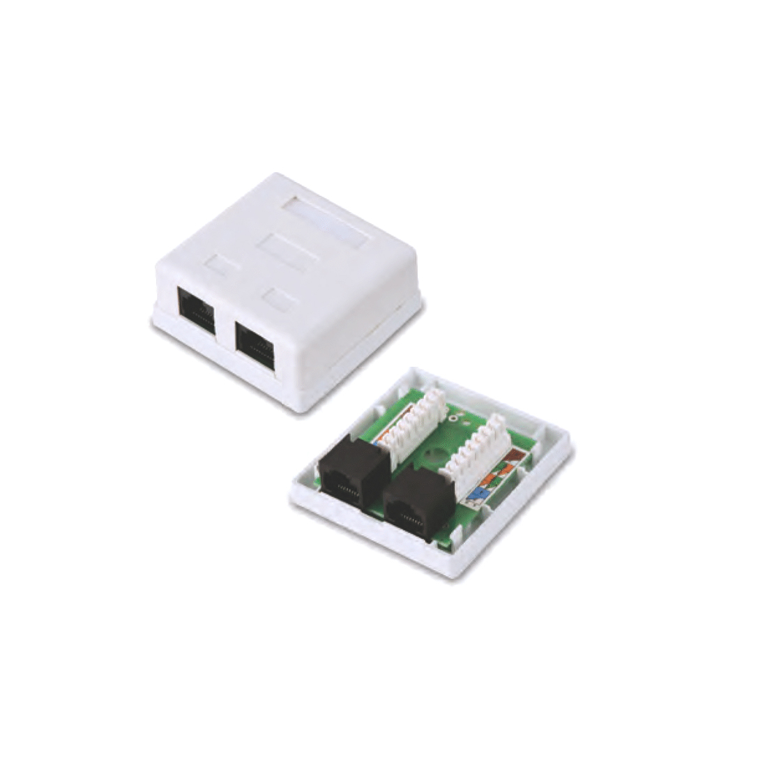 Розетка 2-port RJ-45, SHIP, A-168, Cat.5e, белая