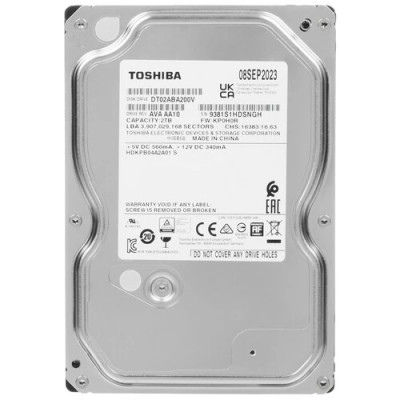 Жесткий диск HDD 2000 Gb Toshiba DT02-V Series, DT02ABA200V, SATA-III, 3,5